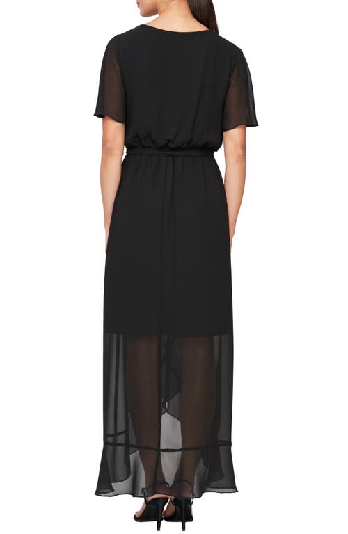 Shop Sl Fashions Flutter Sleeve Maxi Wrap Dress In Black