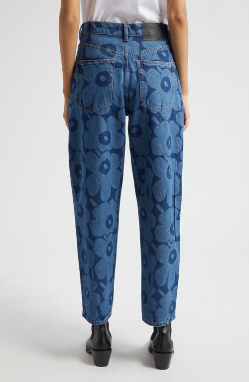 Marimekko Unikko Crop Cotton Stretch Twill Jeans In Mid Indigo