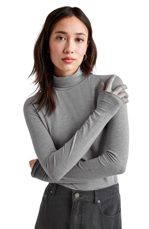 Splendid Turtleneck Tee In Heather Grey
