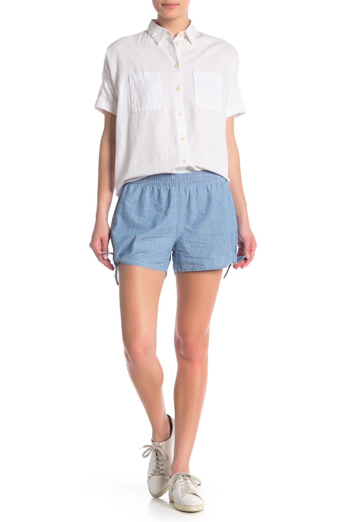 chambray tie shorts
