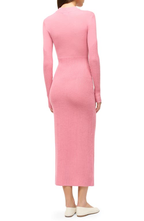 Shop Staud Ramona Long Sleeve Wool Blend Sweater Dress In Damask Pink