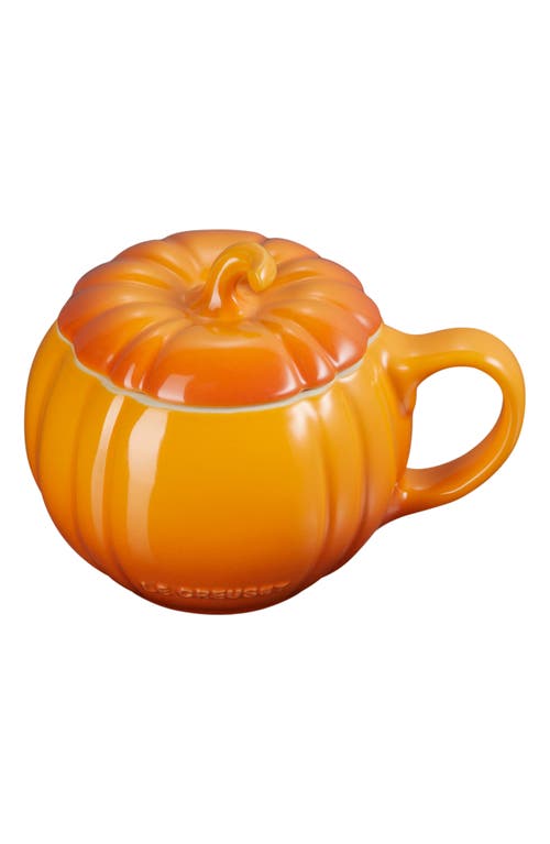 Le Creuset Pumpkin Mug With Lid With $5 Credit In Persimmon
