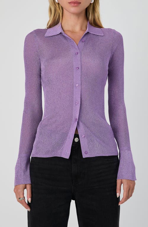 French Connection Metallic Collared Cardigan In Purple