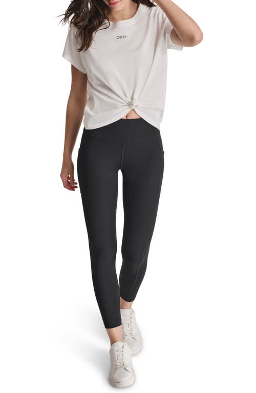 Dkny Metallic Bubble Logo Knot Front T-shirt In White