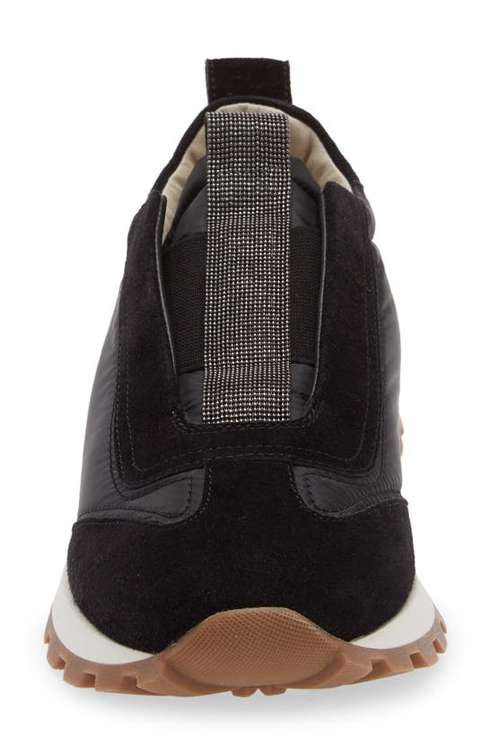 Brunello Cucinelli Monili-chain Leather Sneakers In Black