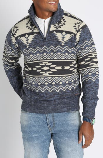 Jachs Fair Isle Quarter Zip Pullover In Navy