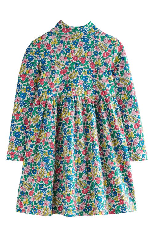 Mini Boden Kids' Floral Print Long Sleeve Stretch Jersey Dress Multi Flowerbed at Nordstrom,