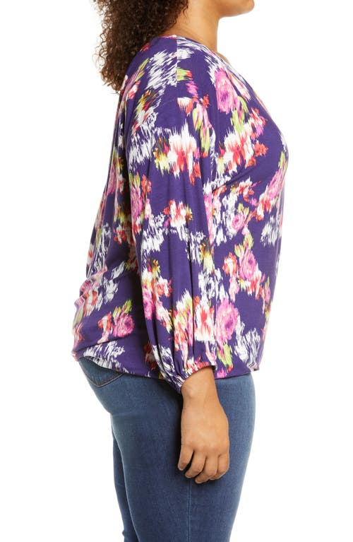 Shop Loveappella Wrap Front Blouson Top In Azalea/plum