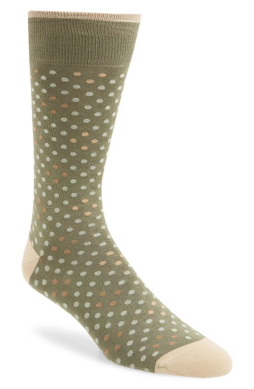 Bugatchi Dotted Mercerized Cotton Blend Dress Socks in Sage 