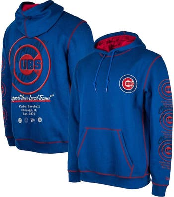 Men's New Era Royal Chicago Cubs Team Split Pullover Hoodie Size: Small
