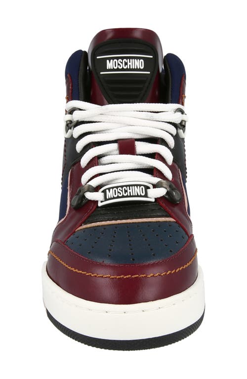 Moschino Streetball Asymmetrical High-top Sneakers In Black Multi