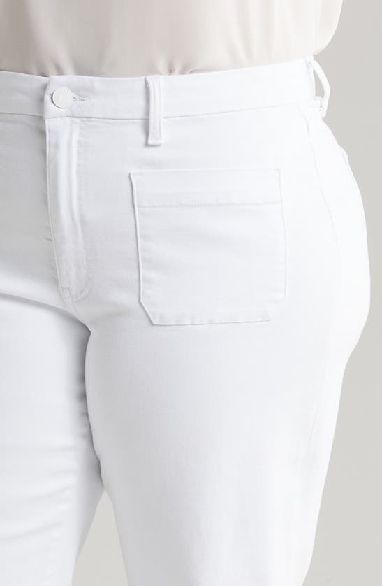 Shop Kut From The Kloth Meg Patch Pocket High Waist Ankle Wide Leg Jeans In Optic White