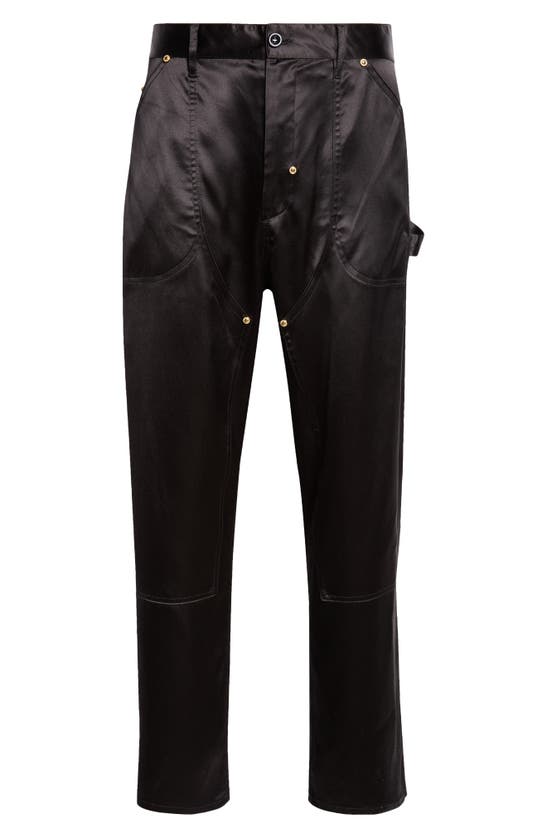 Shop 4sdesigns Western Silk Satin Utility Pants In Black