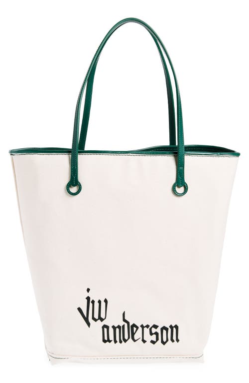 Shop Jw Anderson Anchor Floral Embroidered Tall Tote In Natural/multi