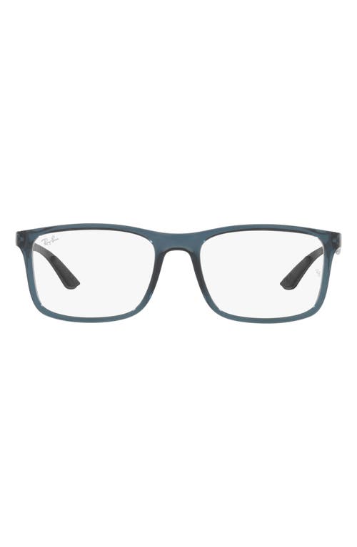 Ray-Ban 55mm Rectangular Optical Glasses in Transparent Blue at Nordstrom