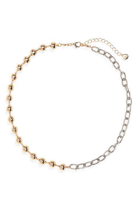Two-Tone Ball & Chain Necklace