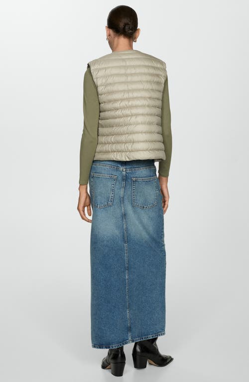 Mango Quilted Front Zip Vest In Light Heather Grey