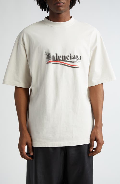 Balenciaga Political Stencil Logo Graphic T-Shirt Ecru/Black at Nordstrom,