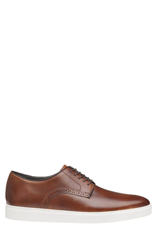 Shop Johnston & Murphy Brody Plain Toe Derby In Brown Hand-stained Full Grain