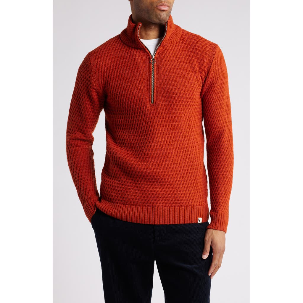 PEREGRINE Birchall Quarter Zip Sweater in Orange