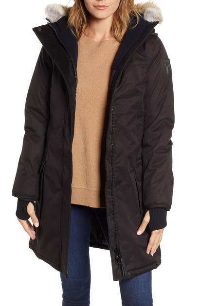 Click to view more detailed imagery on our partner's website Nobis Abby Hooded Down Parka With Genuine Coyote Fur Trim In Black