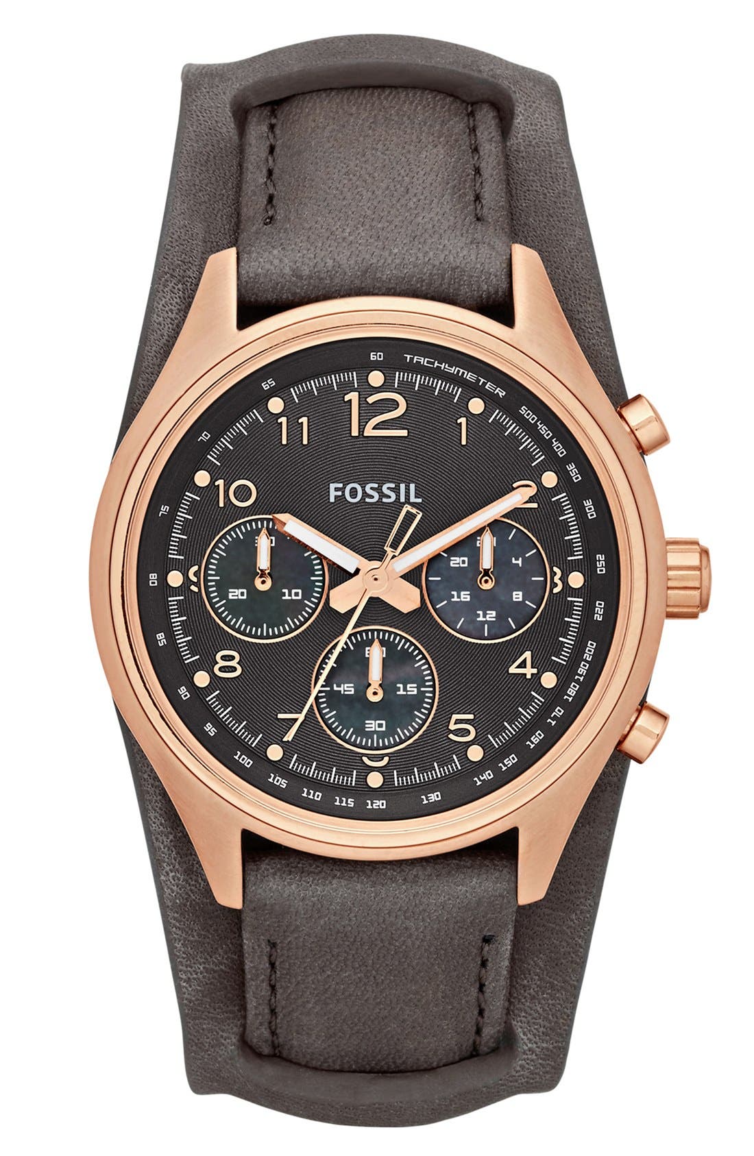 Fossil 'Flight' Leather Cuff Watch Nordstrom