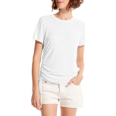 Michael Stars Niki Shirred Detail Tee, Size One Size - White