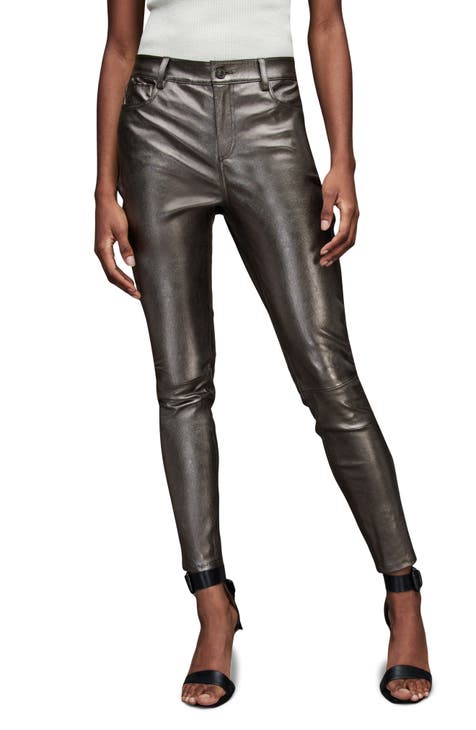 Wholesale Women's Leather Pants Kazee Detailed Black - 3669