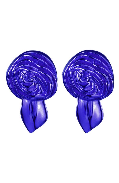 Rosette Stud Earrings in Blue