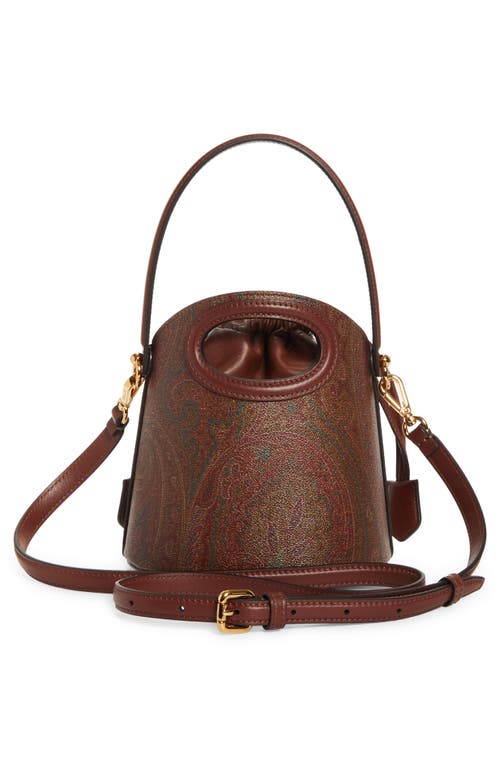 Shop Etro Small Saturno Paisley Bucket Bag In M0019 Brown