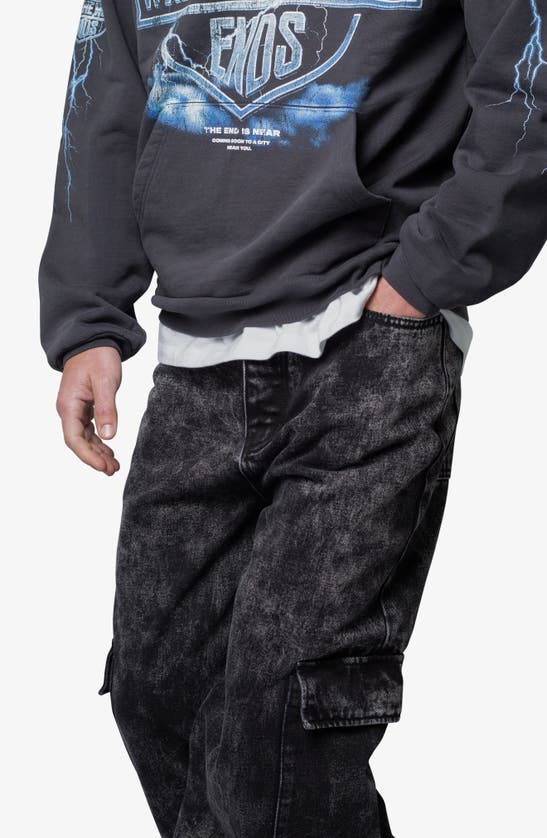 Mnml Void Baggy Cargo Jeans In Washed Black