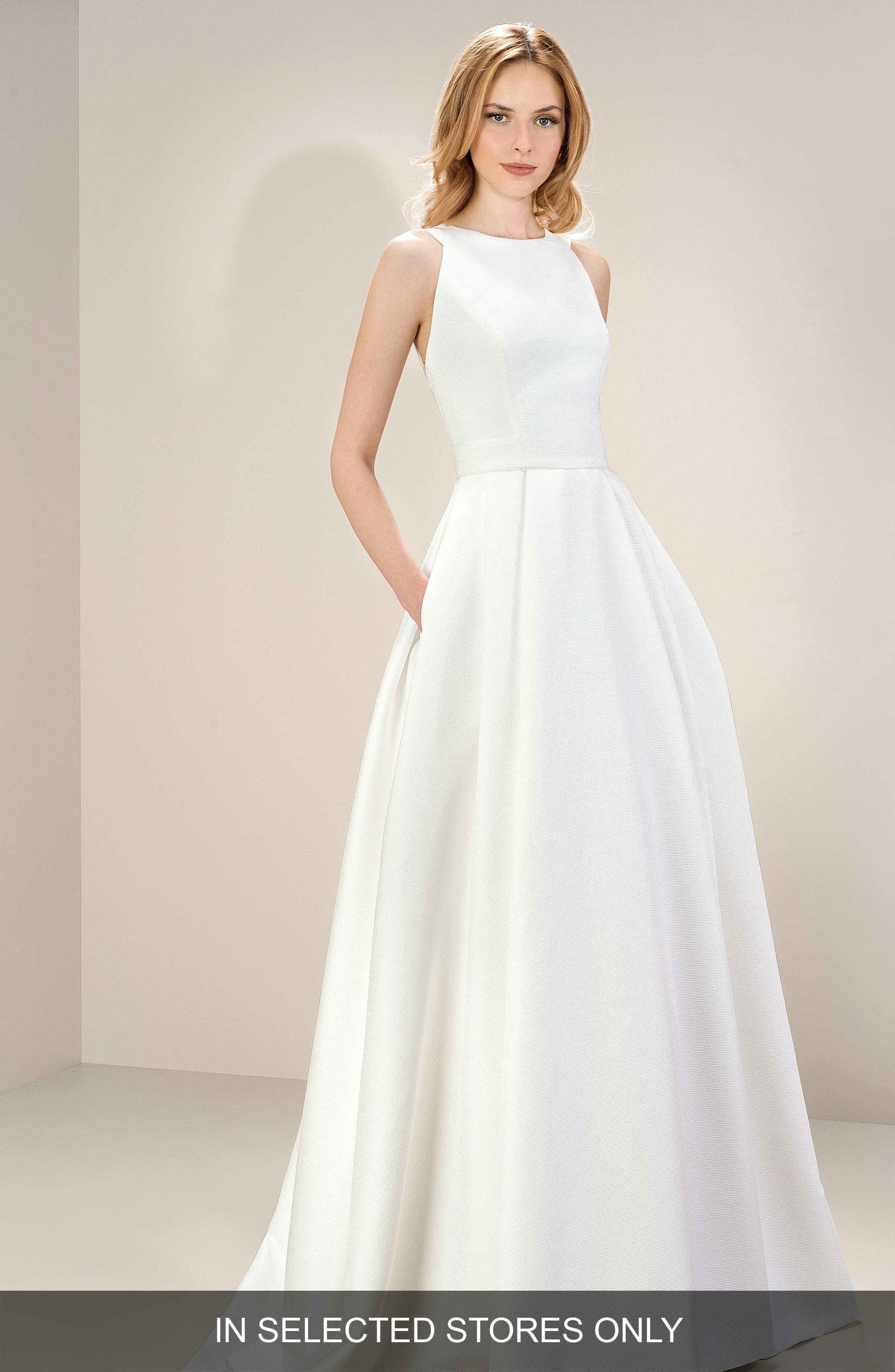 Jesus Peiro Daphne Sleeveless Strap Back Satin Gown, Size - Ivory