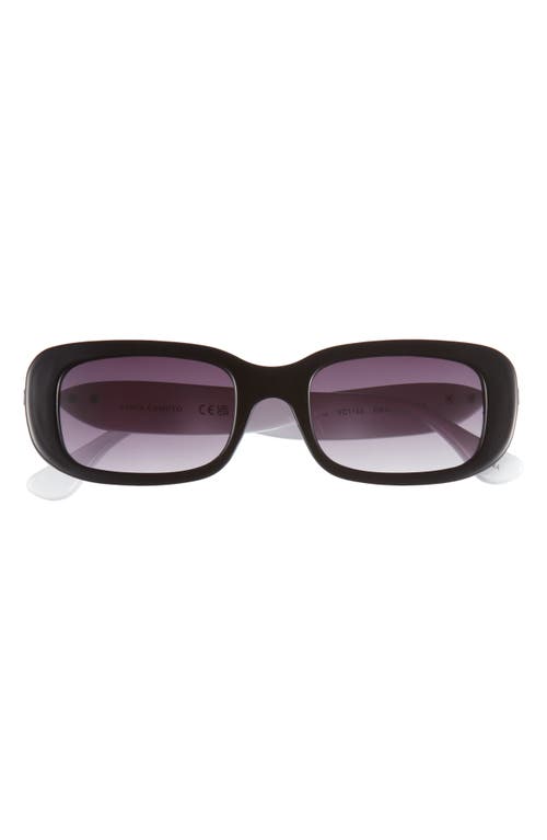 Shop Vince Camuto Narrow Rectangle Sunglasses In Black/white