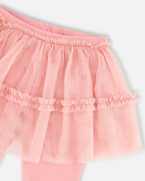 Shop Deux Par Deux Girl's Leggings With Tulle Skirt Pink In Mauve Glow