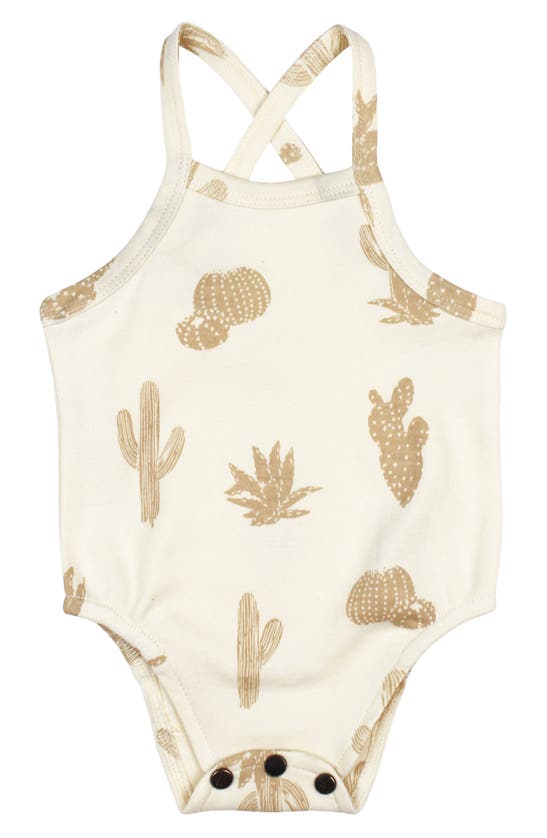L'ovedbaby Babies' Crisscross Organic Cotton Bodysuit In Buttercream Cactus