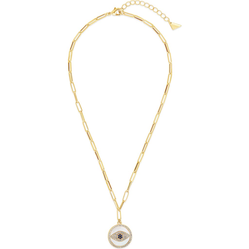 Sterling Forever Cubic Zirconia & Mother-of-pearl Cubic Zirconia Pendant Necklace In Gold