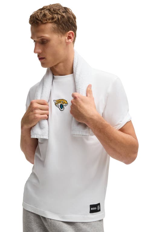 Shop Hugo Boss Boss X Nfl Stretch Cotton Graphic T-shirt In Jacksonville Jaguars - White