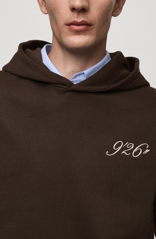 Shop Mango Embroidered Cotton Hoodie In Chocolate