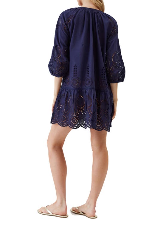 Melissa Odabash Ashley Core Broderie Anglaise Cover-up Tunic In Navy