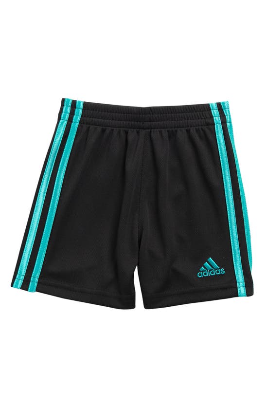 Adidas Originals Kids' 3-stripes Mesh Shorts In Black/ Green | ModeSens