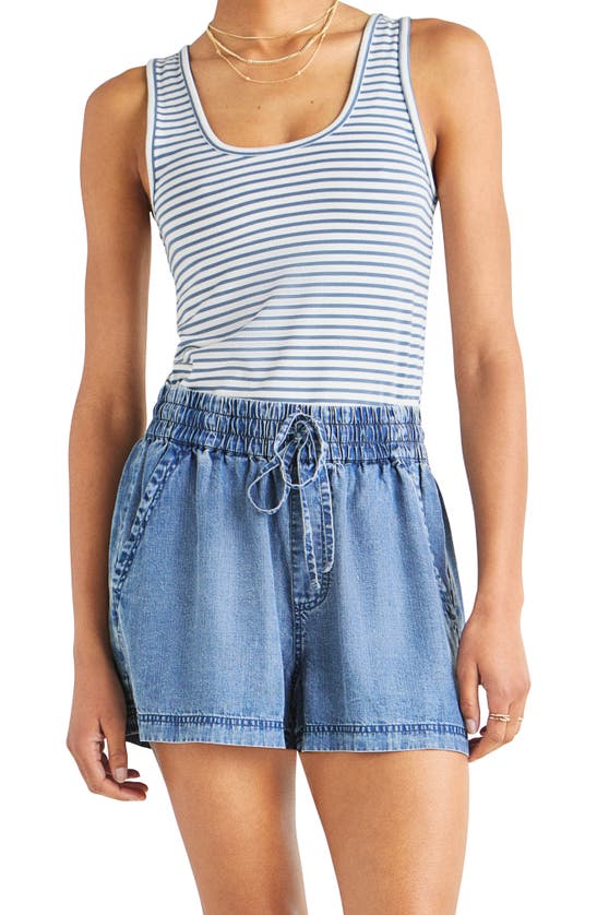 Shop Splendid Campside Chambray Drawstring Shorts In Indigo