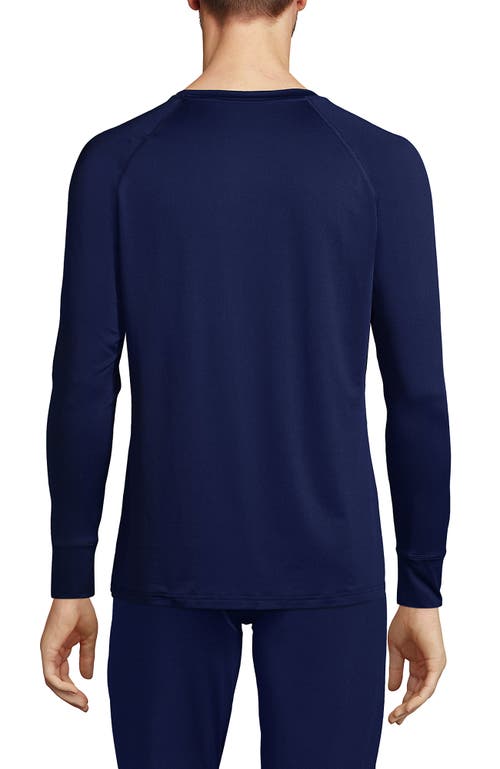 Shop Lands' End Stretch Thermaskin Long Underwear Crew Base Layer In Deep Sea Navy