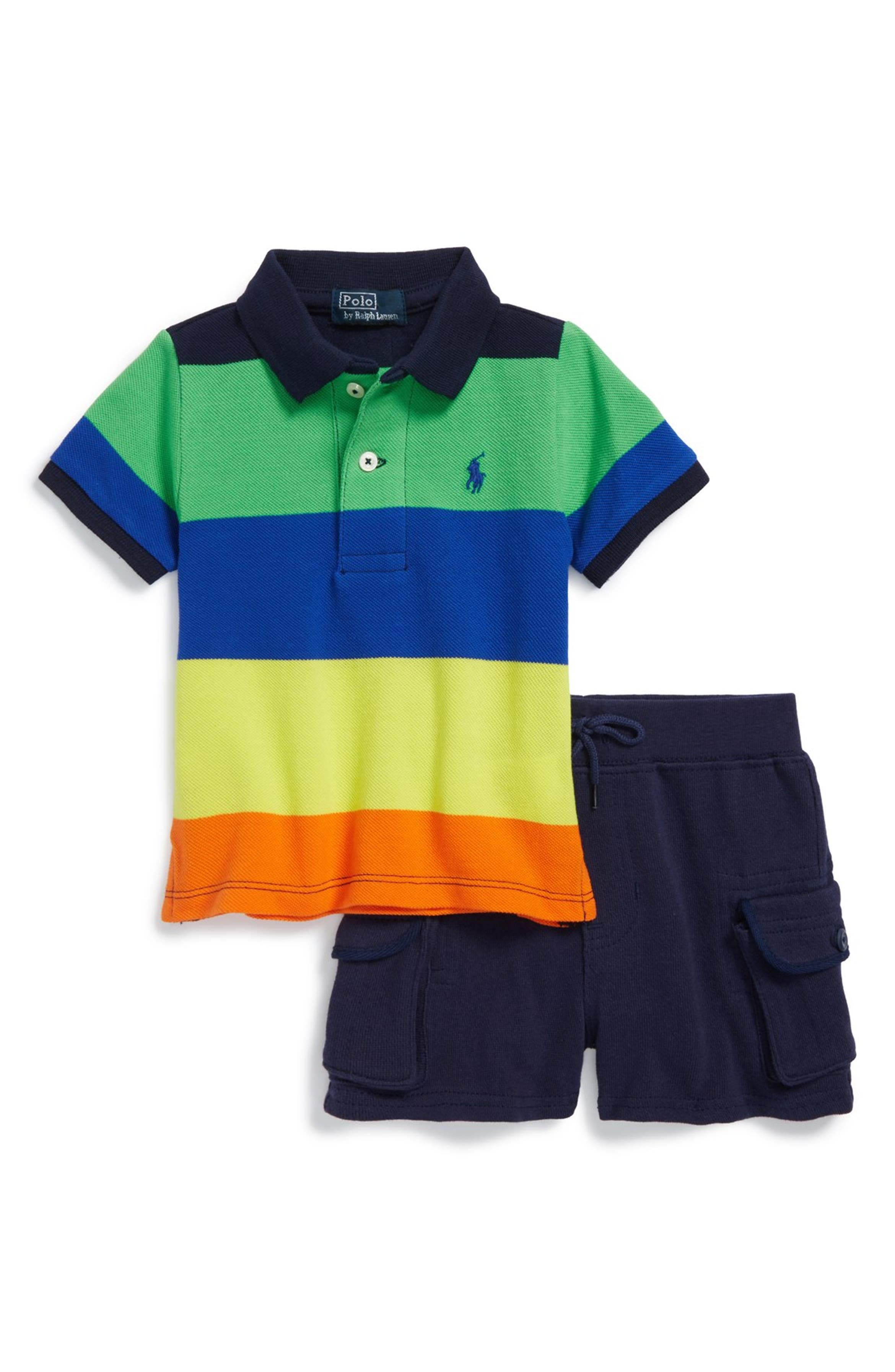 Ralph Lauren Stripe Polo & Shorts (Baby Boys) | Nordstrom