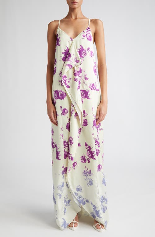 Jil Sander Ombré Rose Print Charmeuse Slipdress Prism Violet at Nordstrom, Us