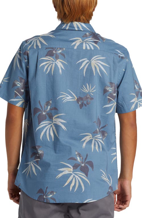 Shop Quiksilver Apero Floral Short Sleeve Button-up Shirt In Blue Shadow