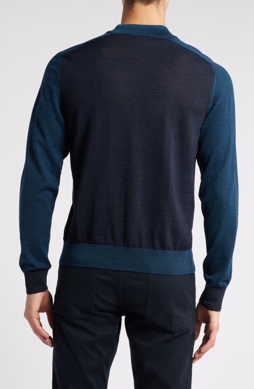 Shop Robert Barakett Cullen Bay Colorblock Wool Sweater In Dark Teal