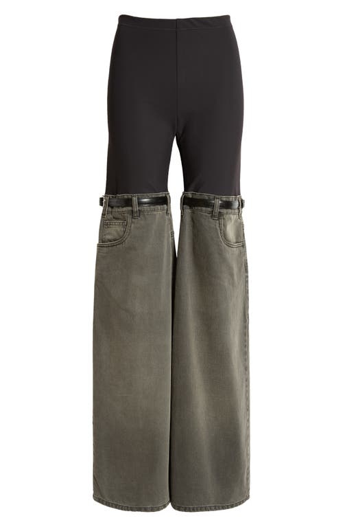 Shop Coperni Hybrid Denim & Knit Pants In Black-grey