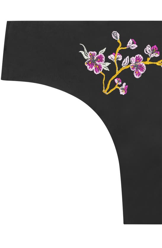 Uwila Warrior Better Briefs Embroidered Thong In Tap Shoe Black
