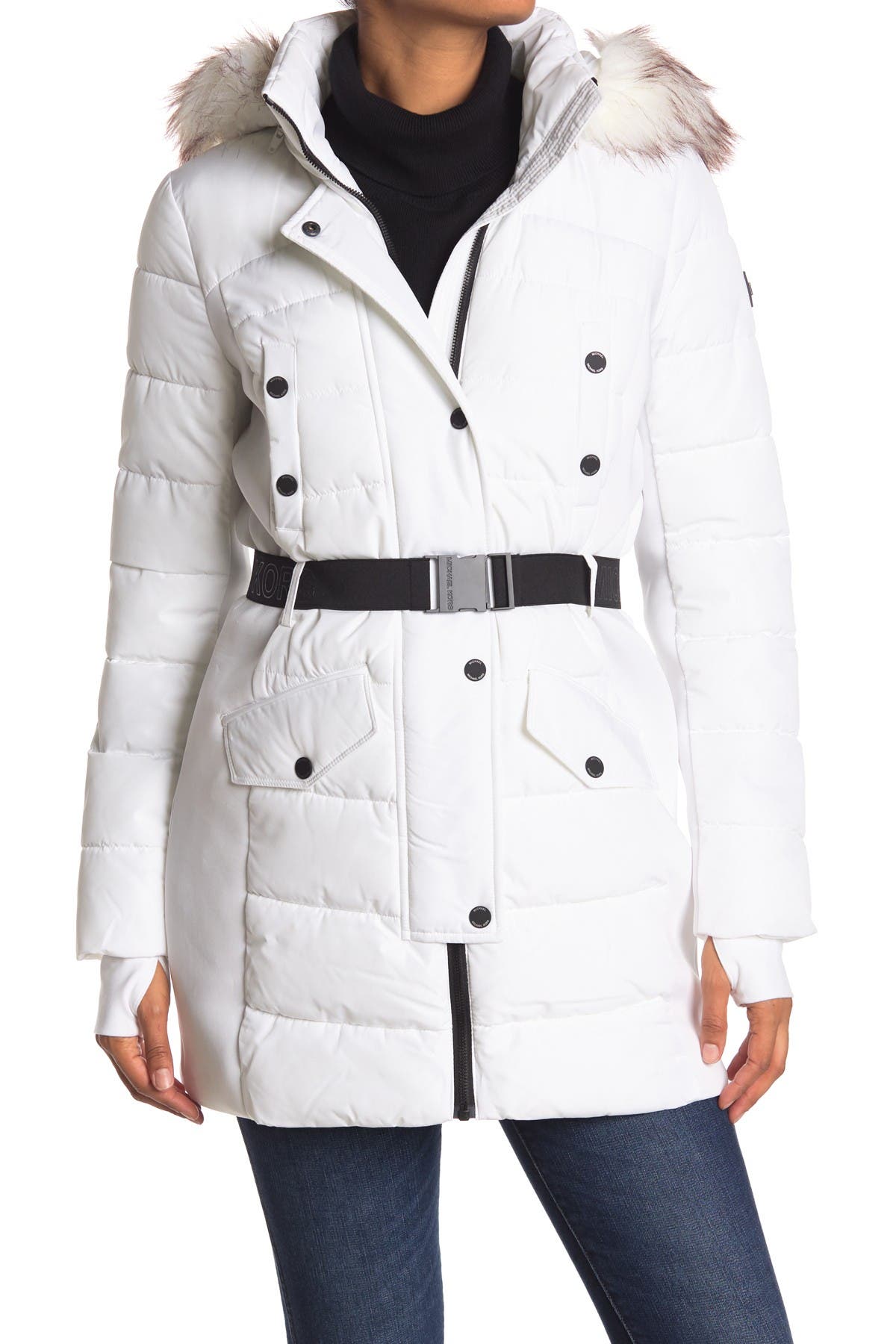 michael kors belted quilted jacket
