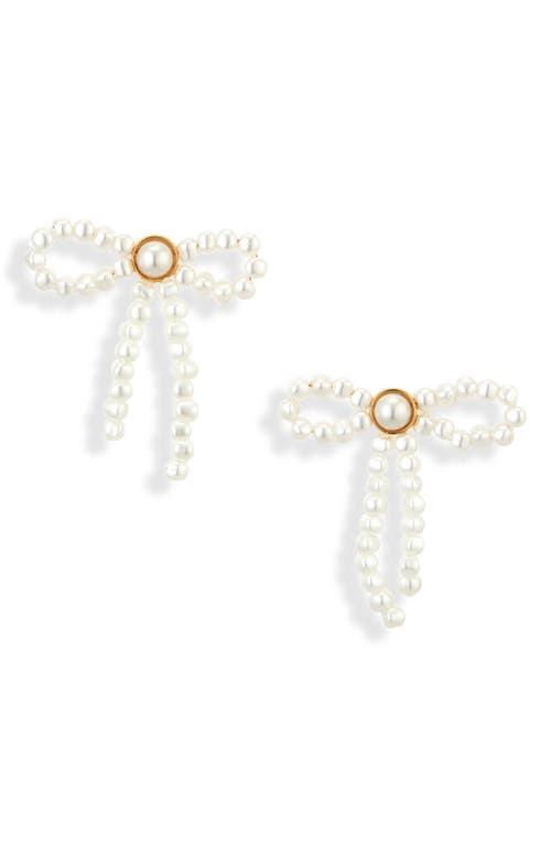 Shop Lele Sadoughi Imitation Pearl Bow Earrings